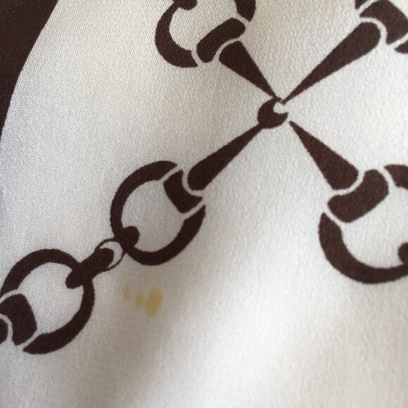 Vintage Celine of Paris Silk Long Scarf - Brown and Off-White/Cream - Picture 5 of 5